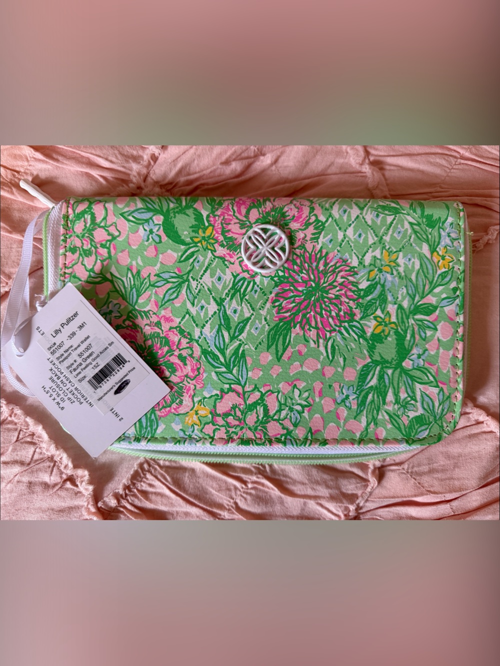 Lilly Pulitzer Pink & Green Floral Zip Wallet